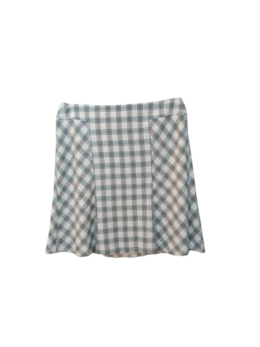 LOFT Ivory Skirt Cream Green Plaid A-Line Christmas Work Holiday Cotton